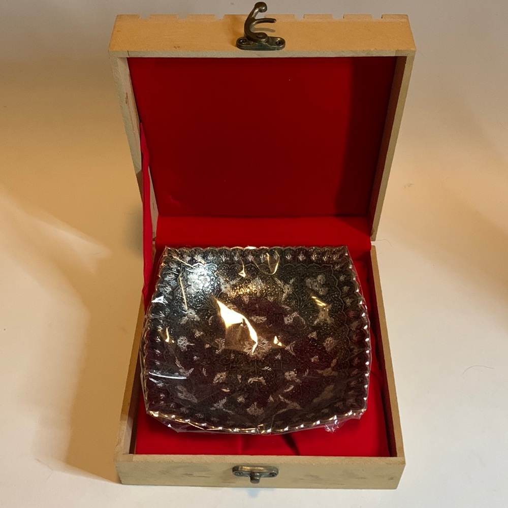 Nickel Plated Brass Bowl from Moradabad U.P. India In Wooden Box